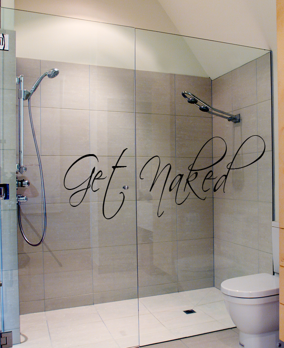 Bathroom Decor Wall Decal Get Naked Bath Room Art Wall Sticker Vinyl Sign Words