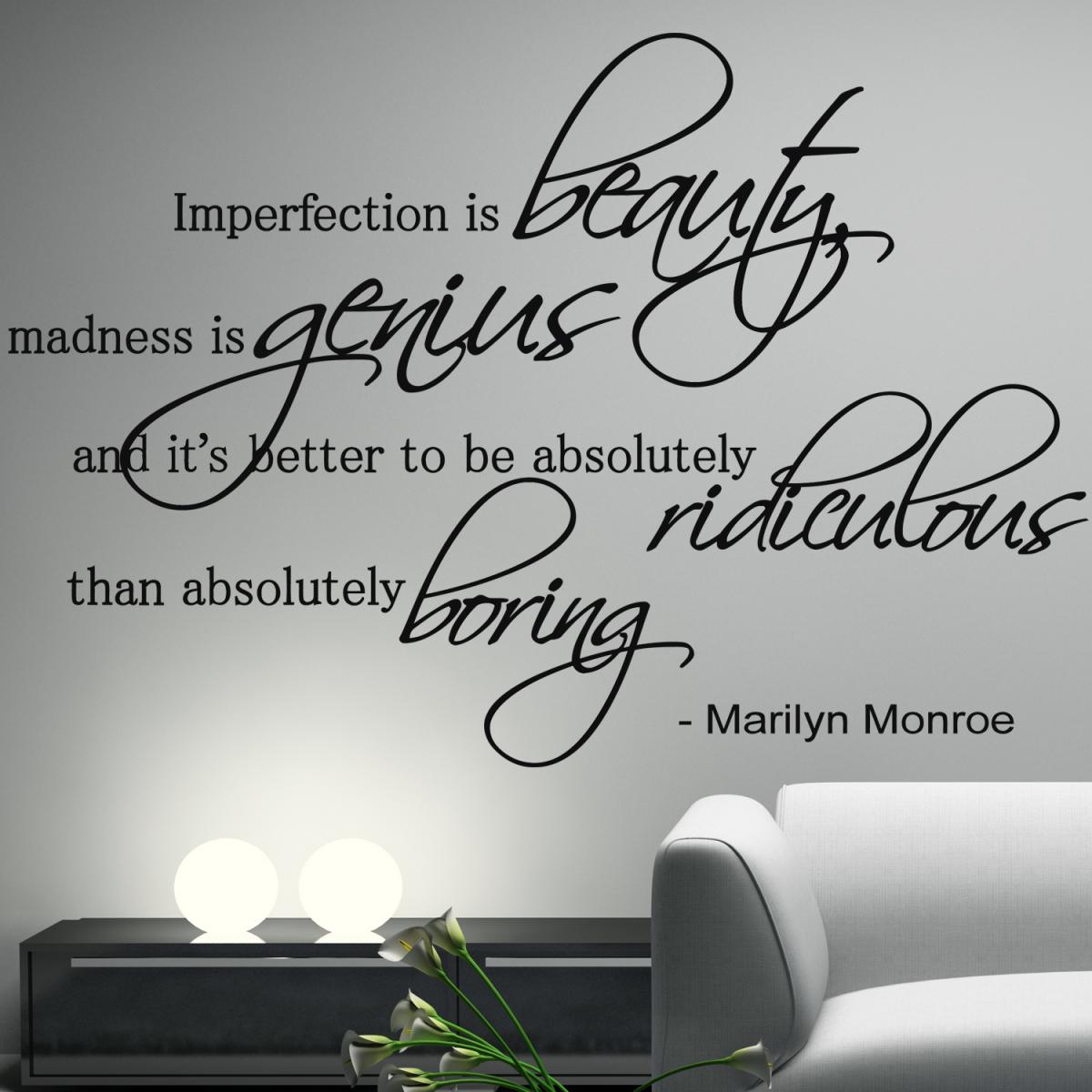 Marilyn Monroe Wall Decal Vinyl Sticker Quote Art Decor Imperfection Is Beauty